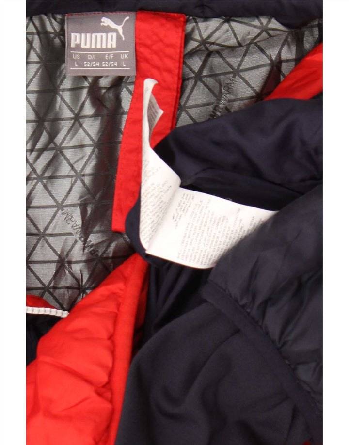 Puma Veste rembourrée à capuche pour homme UK 40 Large Rouge Colorblock Polyester