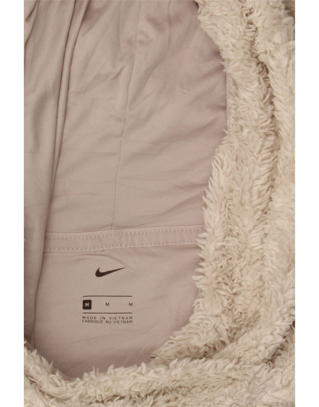 NIKE Womens Hooded Fleece Jumper UK 14 Medium Beige Polyester Vintage Nike and Second-Hand Nike from Messina Hembry 