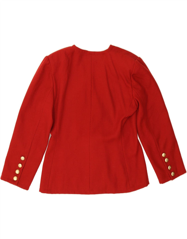 LUISA SPAGNOLI Womens 3 Button Blazer Jacket IT 46 Large Red Virgin Wool Vintage Luisa Spagnoli and Second-Hand Luisa Spagnoli from Messina Hembry 