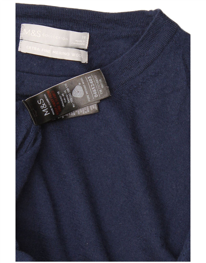 MARKS & SPENCER Pull col bateau pour femme UK 18 XL Bleu marine