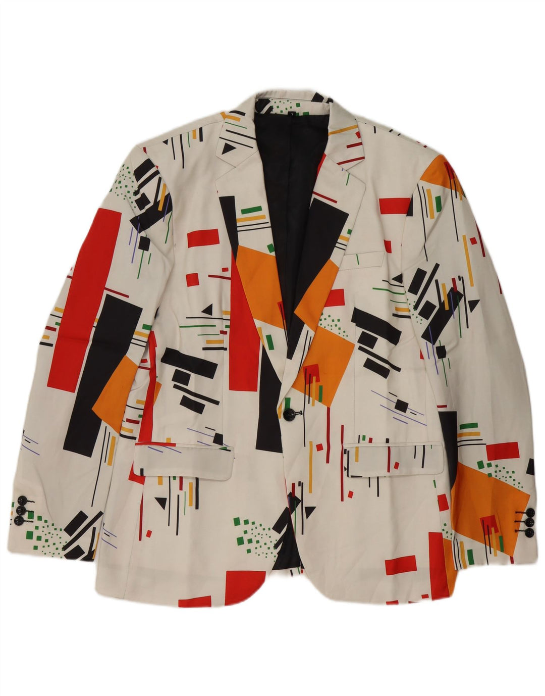 Vintage Homme 1 Bouton Blazer Veste UK 40 Grand Blanc Géométrique