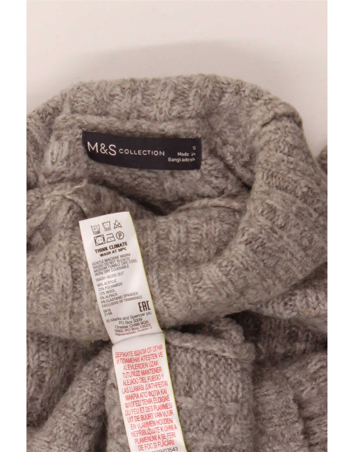 Marks & Spencer Pull surdimensionné à col roulé pour femme UK 10 Petit Gris