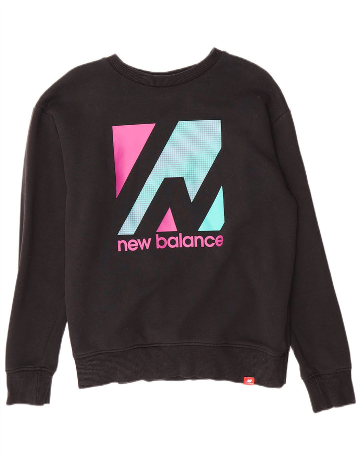 NEW BALANCE Sweat-shirt surdimensionné graphique pour femme UK 10 Small Noir
