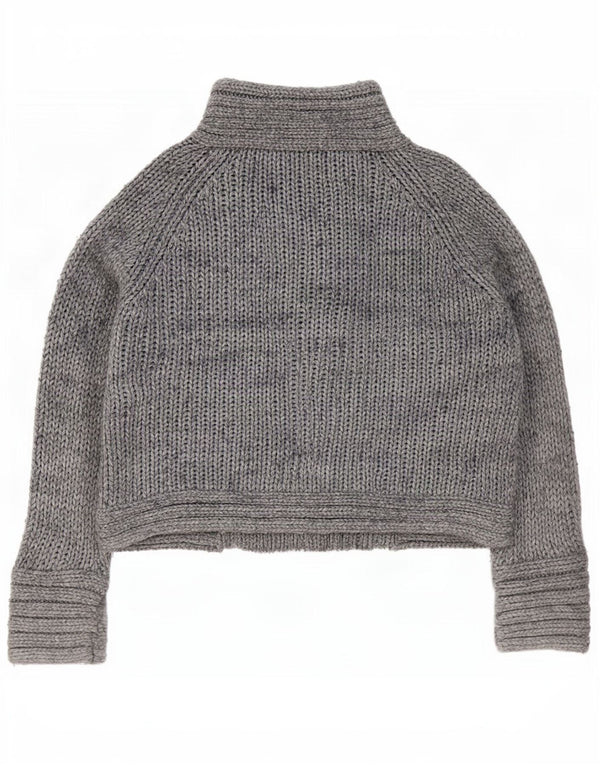 Zara Cardigan Femme Pull UK 14 Acrylique Gris Moyen