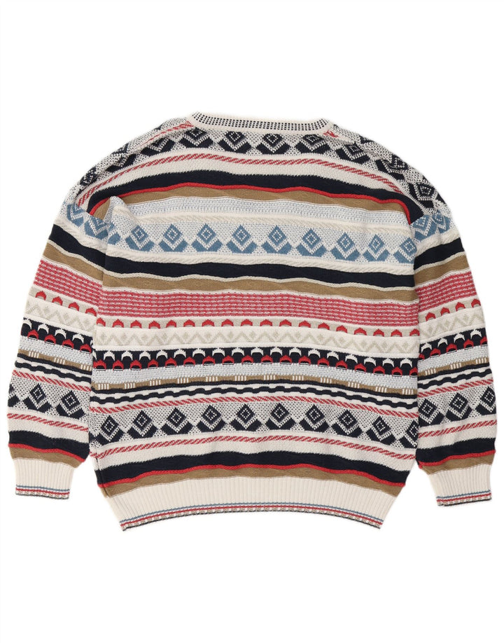 VINTAGE Pull col V pour homme IT 48 Medium Multicolore Fair Isle