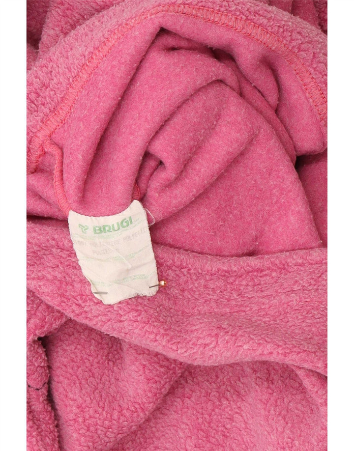 Brugi Pull Polaire Graphique à Col Zippé pour Homme Petit Rose Polyester