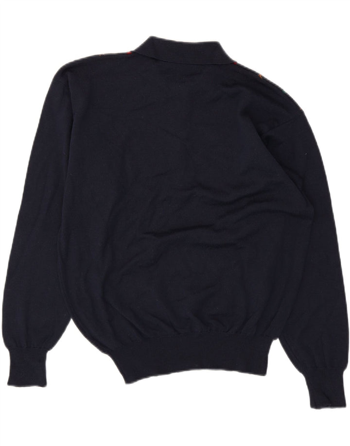 BERRY LOGAN Mens Polo Neck Jumper Sweater IT 48 Medium Navy Blue