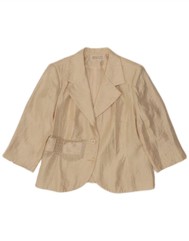 vintage Femmes 3/4 Manches 2 Bouton Blazer Veste IT 42 Beige Moyen