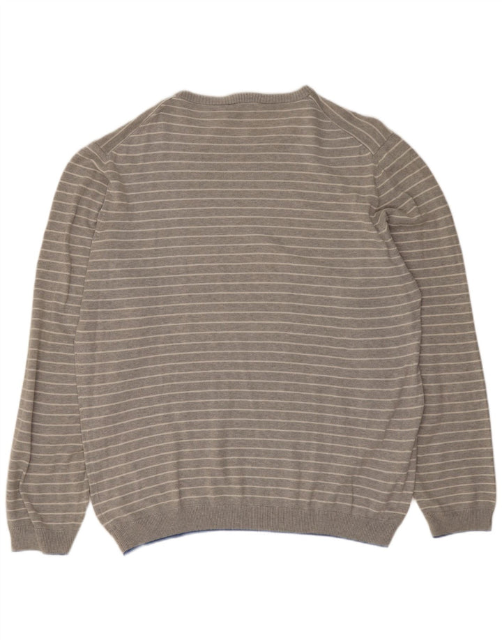 Fred Perry Pull col rond pour homme XL en coton rayé gris