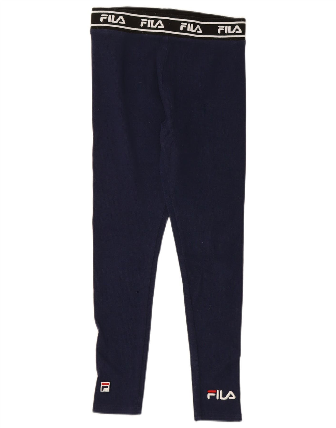 FILA Womens Graphic Leggings UK 8 Small  Navy Blue Cotton