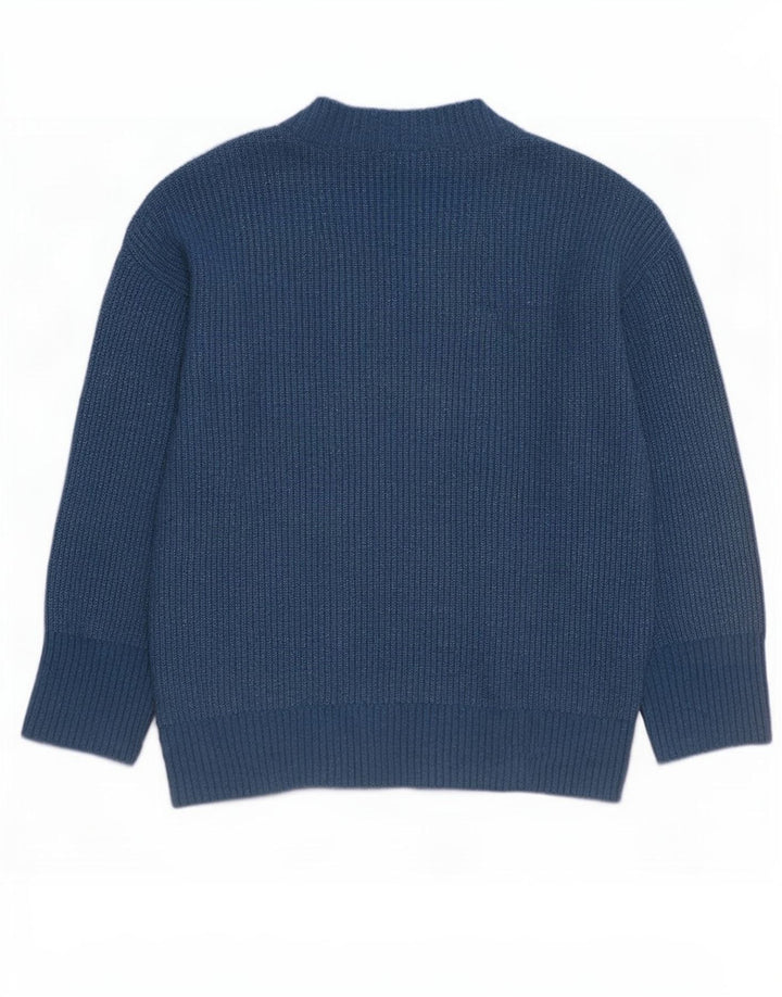 Zara Pull surdimensionné à col en V pour femme UK 14 Bleu moyen Polyester