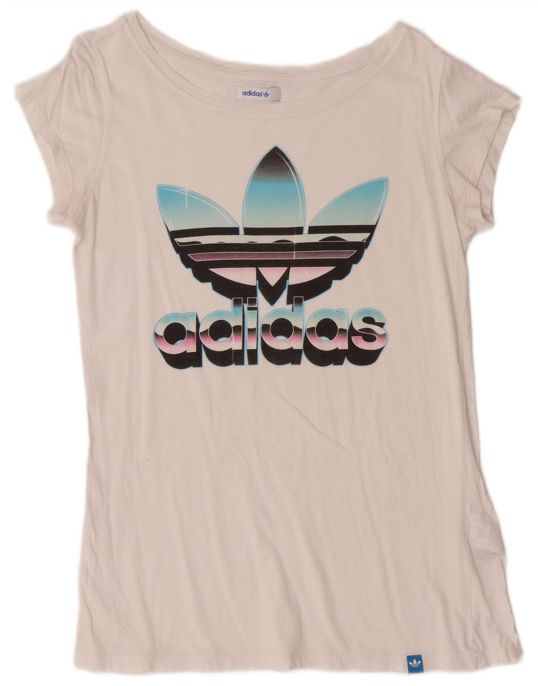 ADIDAS Womens Graphic T-Shirt Top EU 40 Medium White Cotton