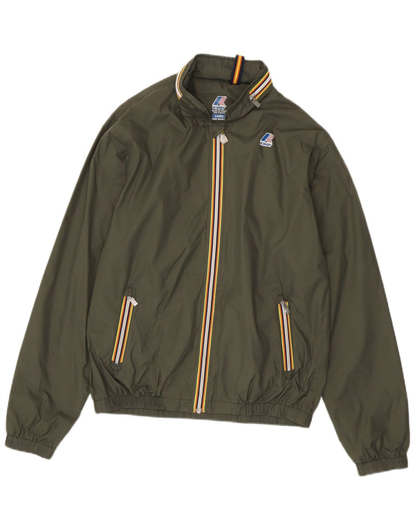 K-Way Veste de pluie à capuche pour homme UK 40 Large Kaki Polyamide