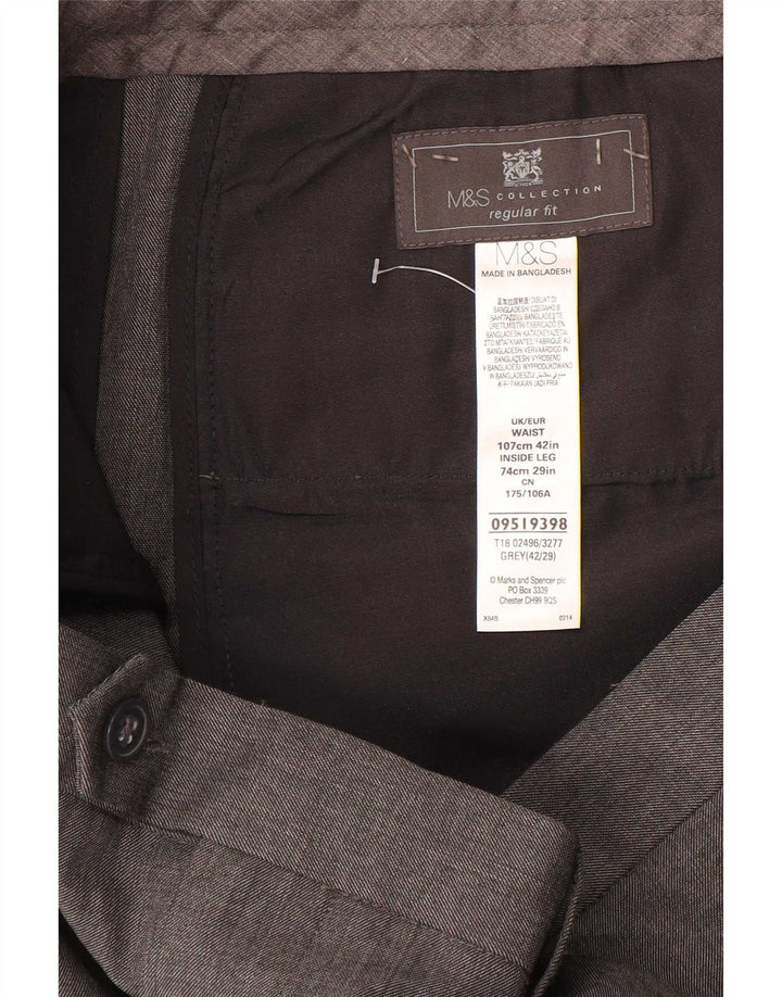 Marks & Spencer Pantalon de costume coupe classique pour homme W42 L29 Gris Polyester
