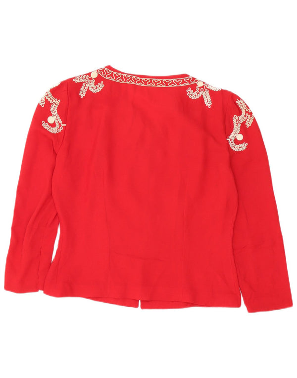 vintage Femme Cardigan Top UK 14 Moyen Rouge Floral