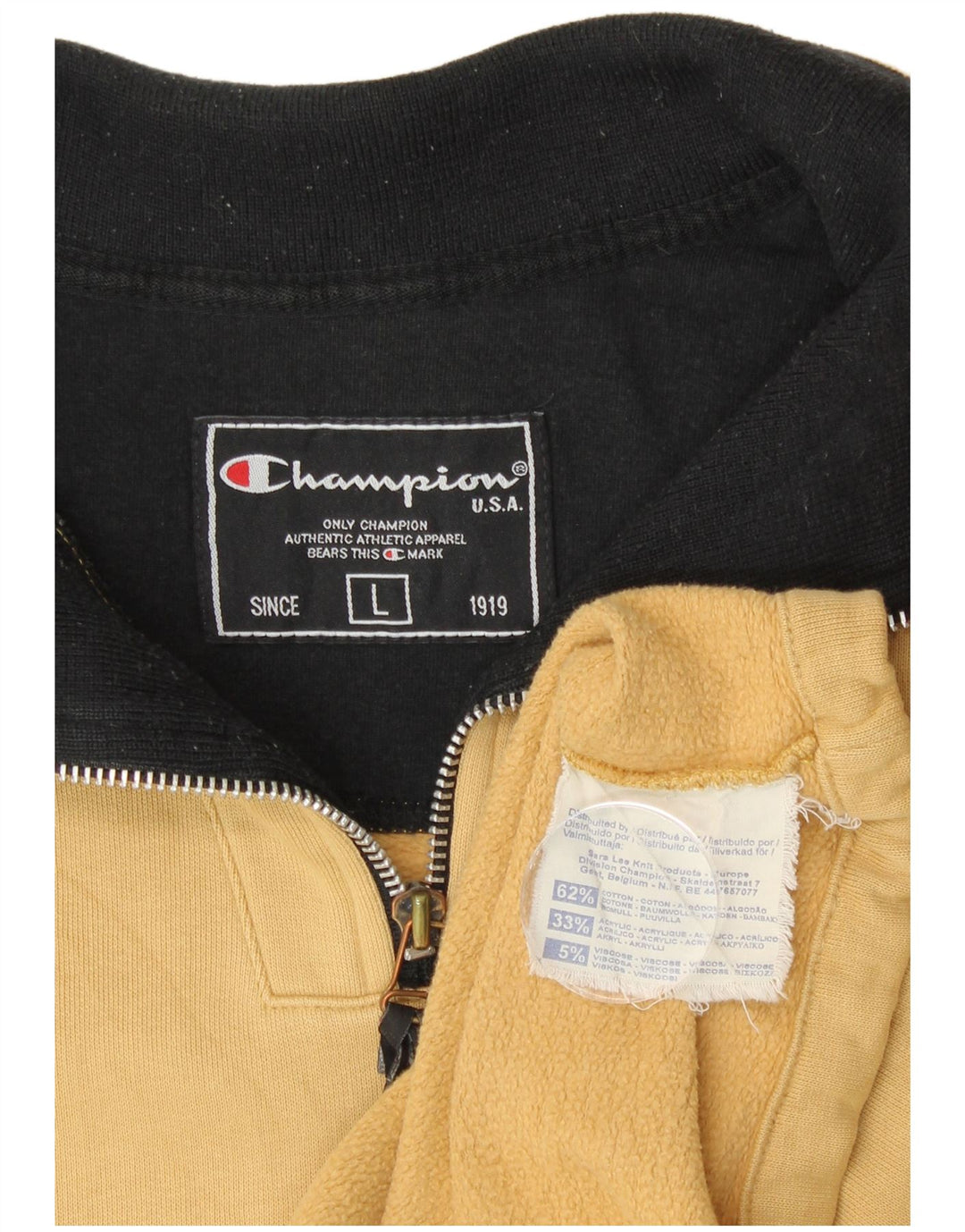 CHAMPION Sweat-shirt à col zippé pour hommes, grand coton beige