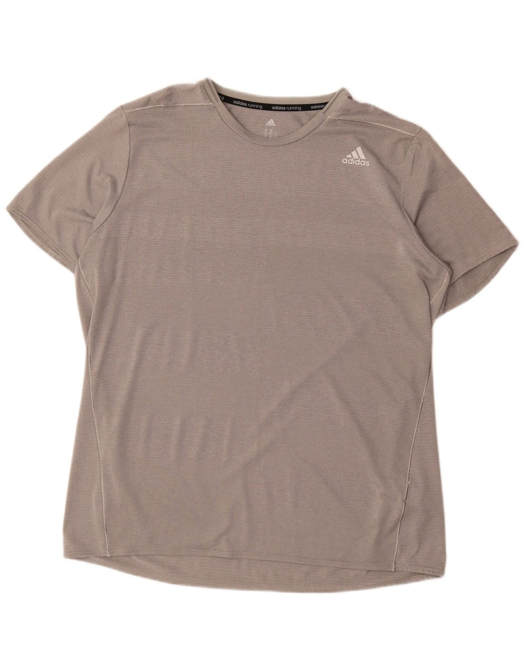 Adidas Hommes Running T-Shirt Top XL Gris Rayé Polyester
