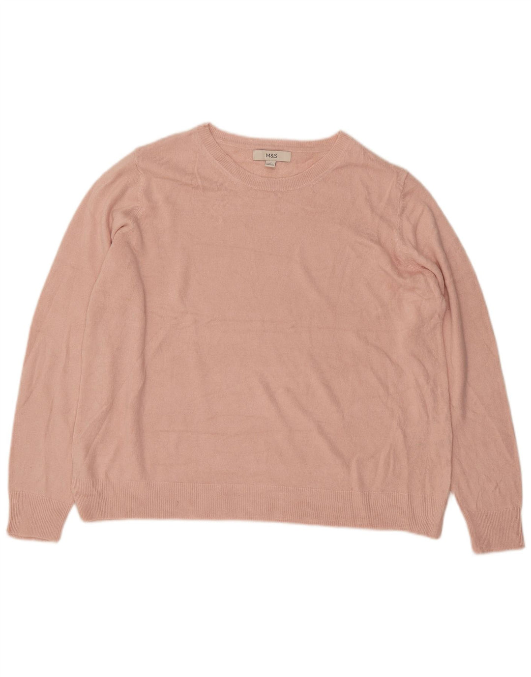 MARKS & SPENCER Pull surdimensionné à col rond pour femme UK 18 XL Rose