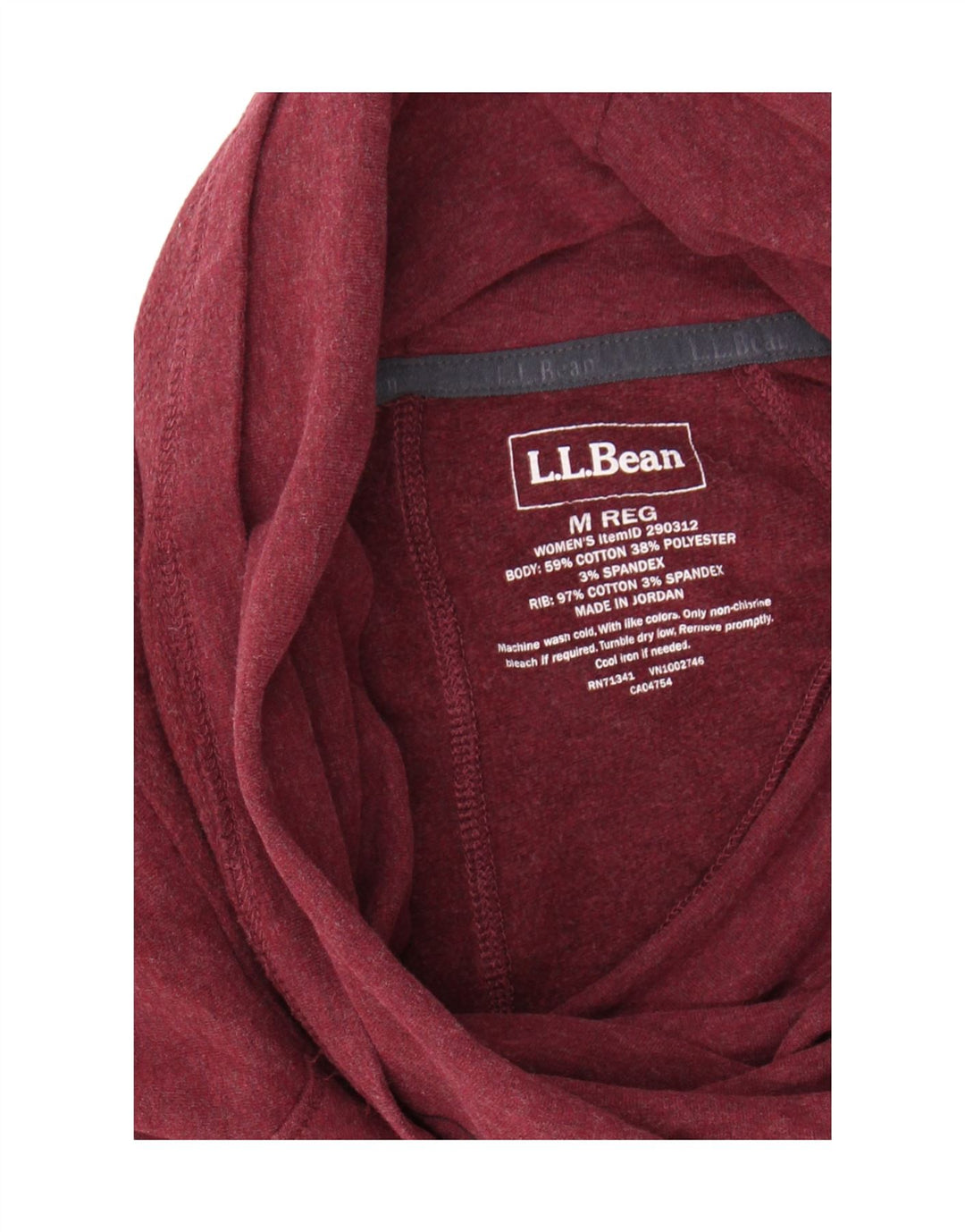 L.L.Bean Sweat-shirt à col roulé pour femme UK 14 en coton bordeaux moyen