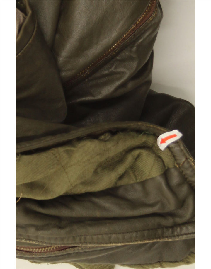 veste en cuir homme vintage IT 50 Grand cuir kaki