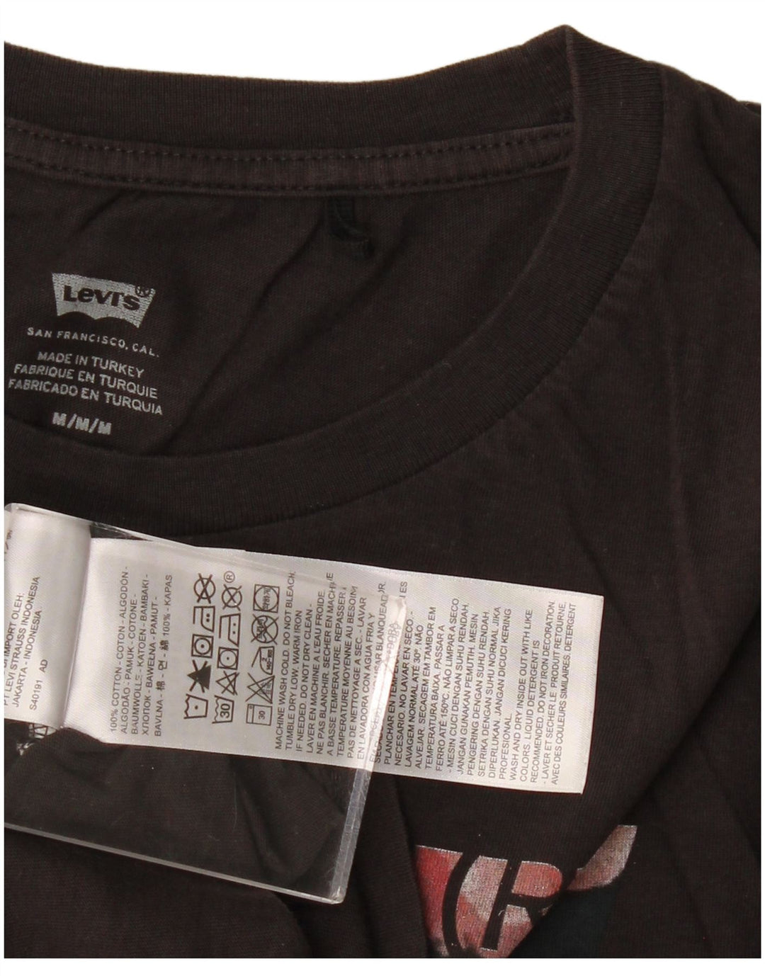 LEVI'S Womens Graphic T-Shirt Top UK 14 Medium Grey Cotton Vintage Levi's and Second-Hand Levi's from Messina Hembry 