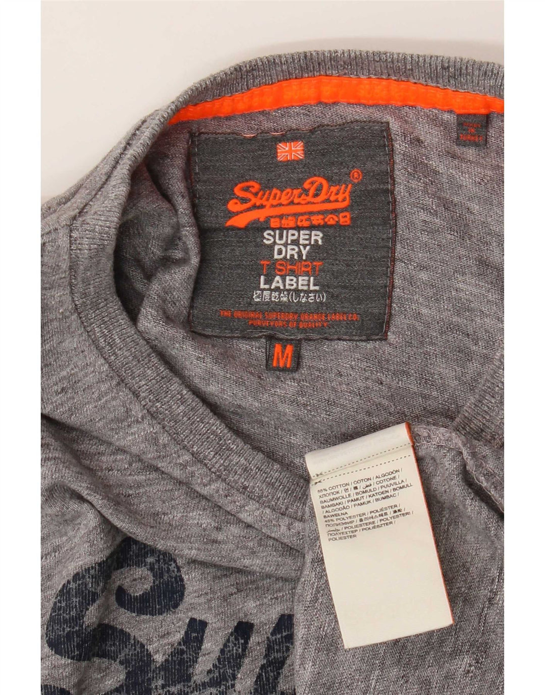 Superdry Haut graphique à manches longues pour hommes en coton moucheté gris moyen
