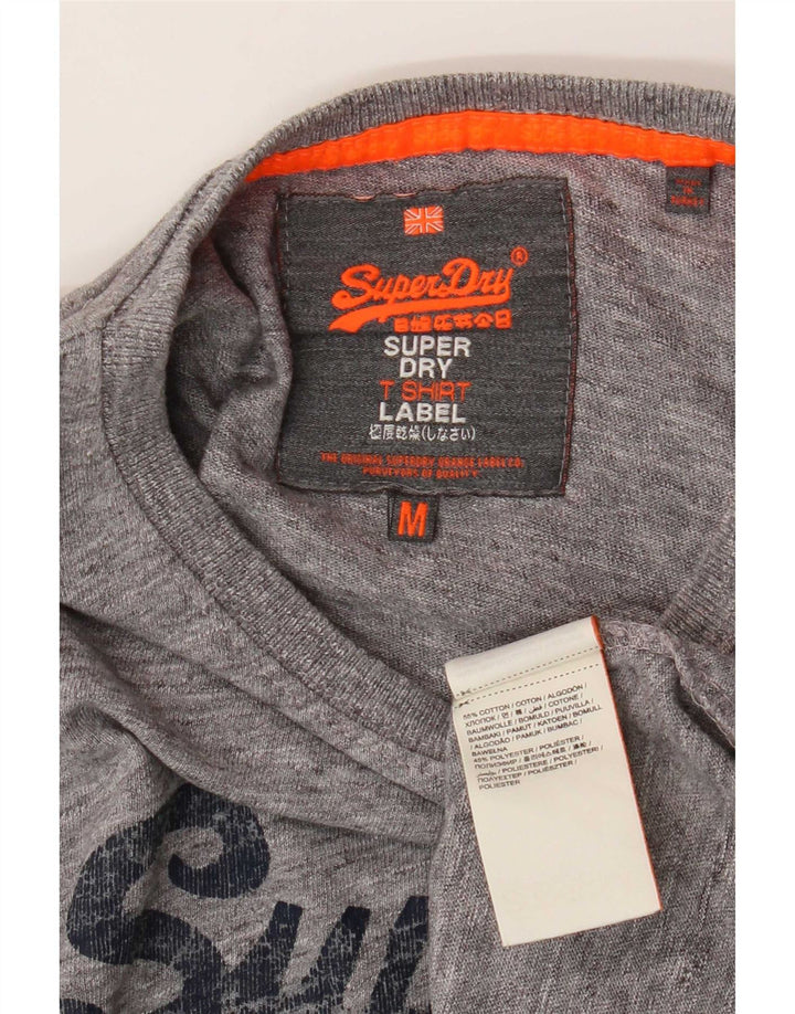 Superdry Haut graphique à manches longues pour hommes en coton moucheté gris moyen