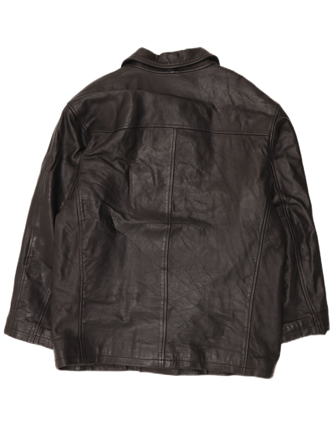 veste en cuir double poitrine surdimensionnée vintage pour hommes UK 38 Noir moyen