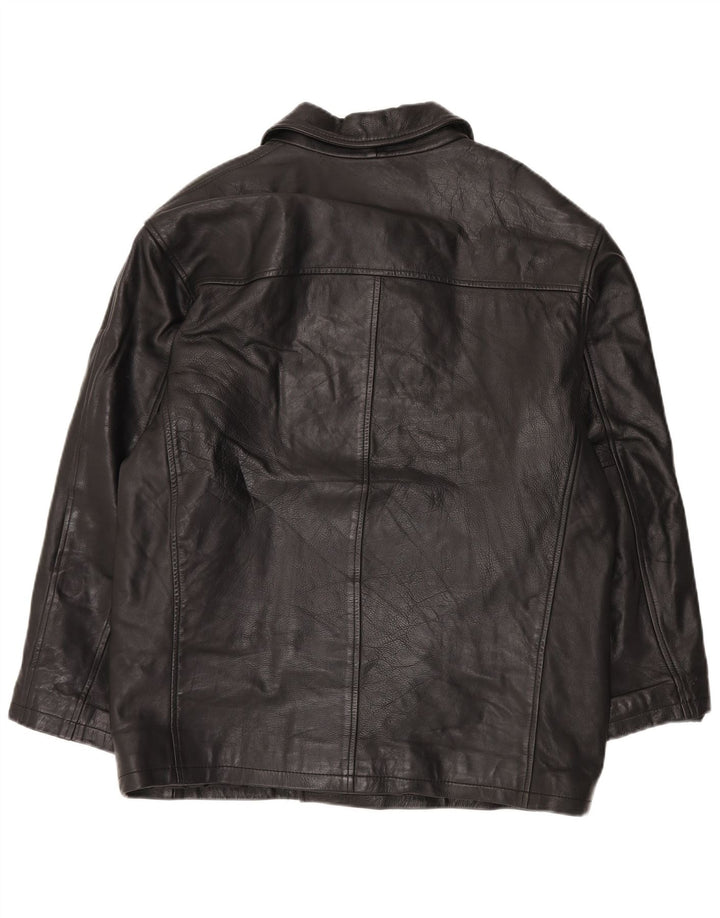 veste en cuir double poitrine surdimensionnée vintage pour hommes UK 38 Noir moyen