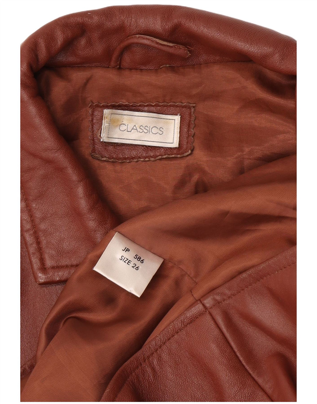 Classics Veste blazer en cuir à 3 boutons pour femme UK 26 5XL Cuir marron