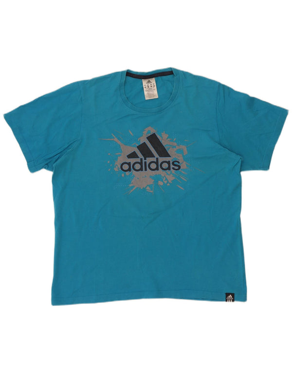 Adidas T-Shirt Graphique Homme Bleu Moyen Coton