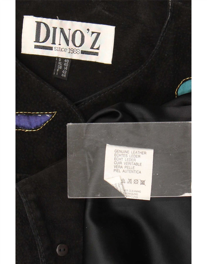 DINO' Z Veste blazer en daim à 4 boutons pour femme UK 14 Cuir noir moyen