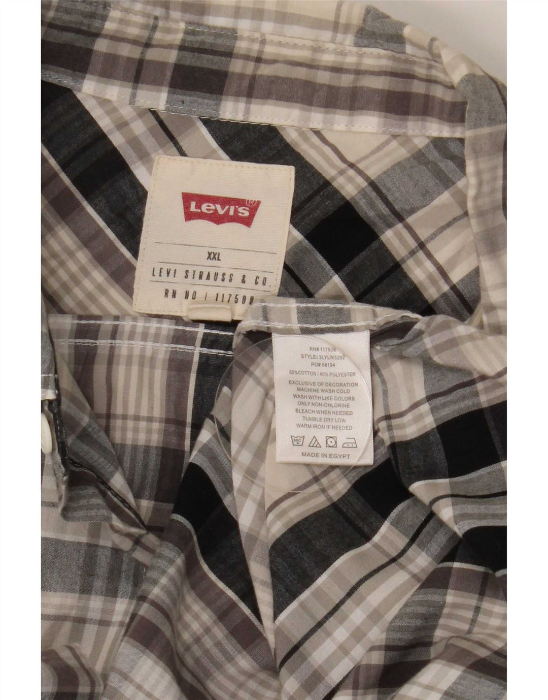 Levi's Chemise à manches courtes homme 2XL bleu marine à carreaux en coton