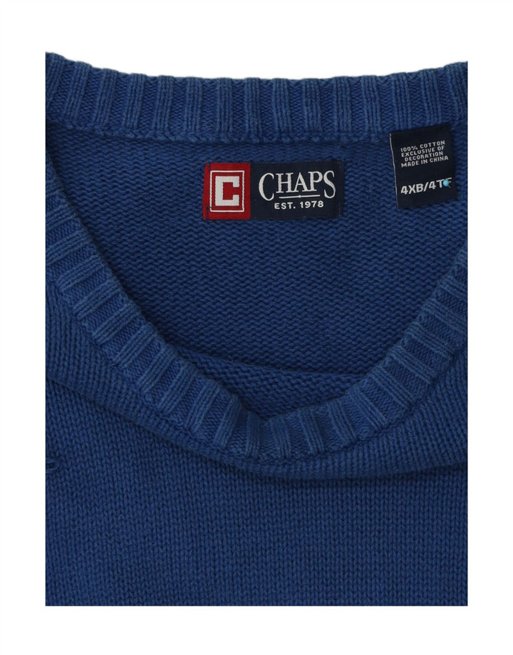 Chaps Pull à col rond pour homme en coton bleu 4XL