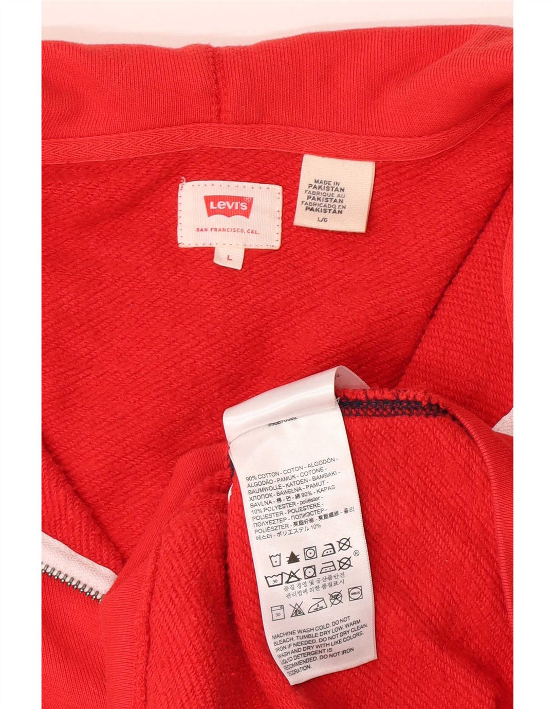 Levi's Sweat à capuche zippé pour homme en coton color block Large Rouge