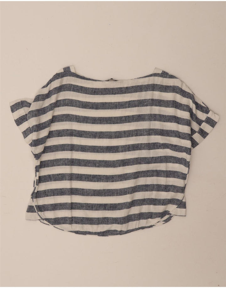 Zara Femme T-Shirt Oversize UK 14 Bleu Moyen Rayé Nautique