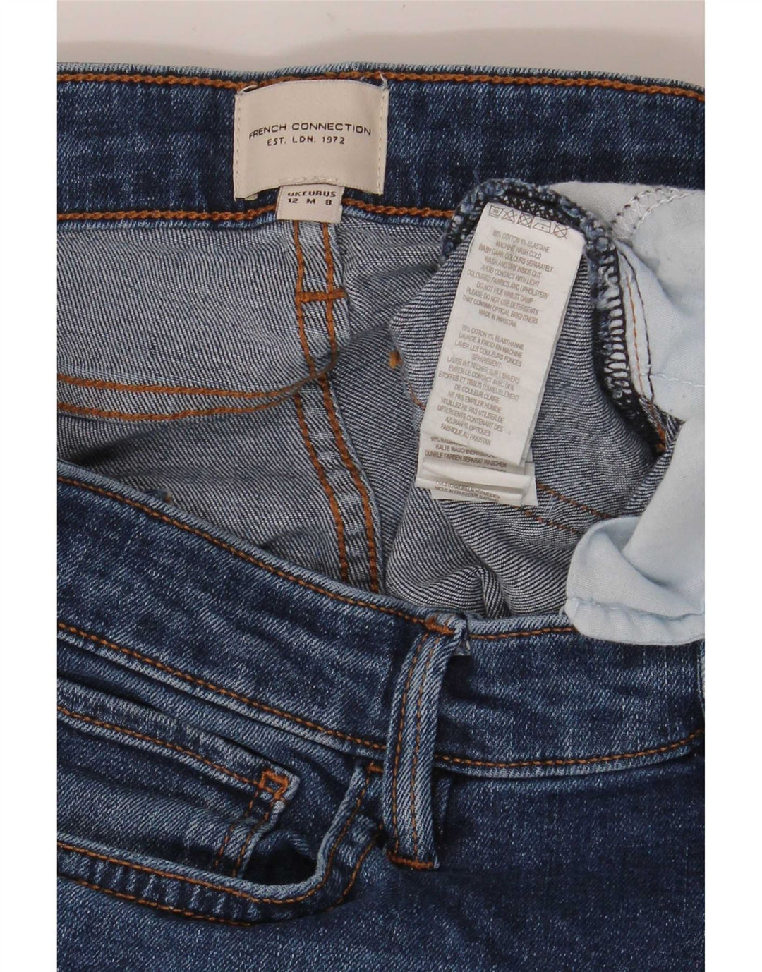 French Connection Jean droit pour femme UK 12 Medium W32 L30 Bleu