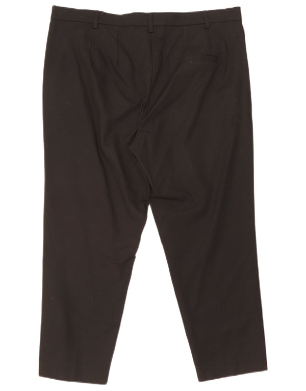 Marks & Spencer Womens Slim Capri Trousers UK 16 Large W35 L23 Black Cotton