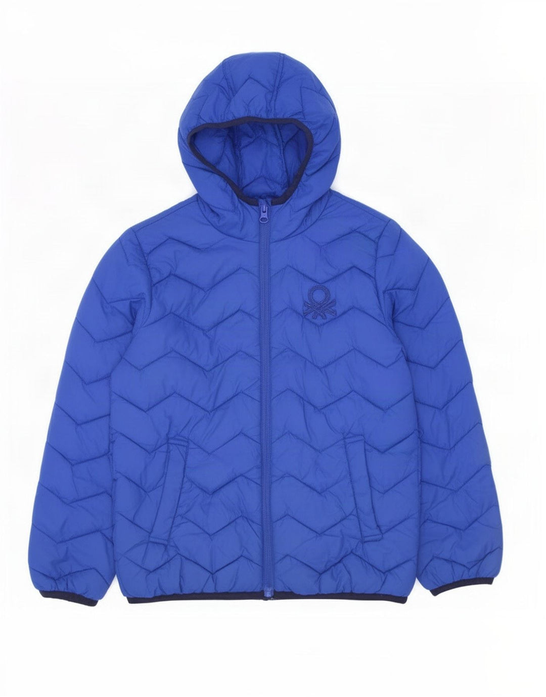 Benetton Veste matelassée à capuche garçon 7-8 ans Bleu moyen Polyamide