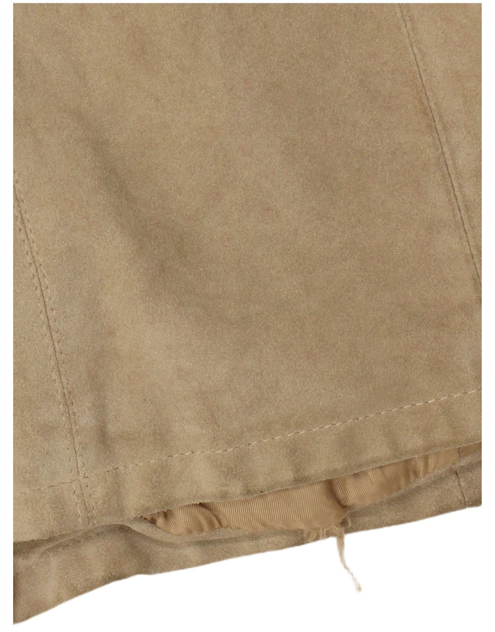 veste en daim femme vintage IT 46 Grand cuir beige