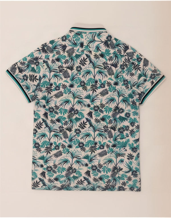 Zara Chemise à manches courtes pour homme XL Blanc Floral Coton Hawaïen