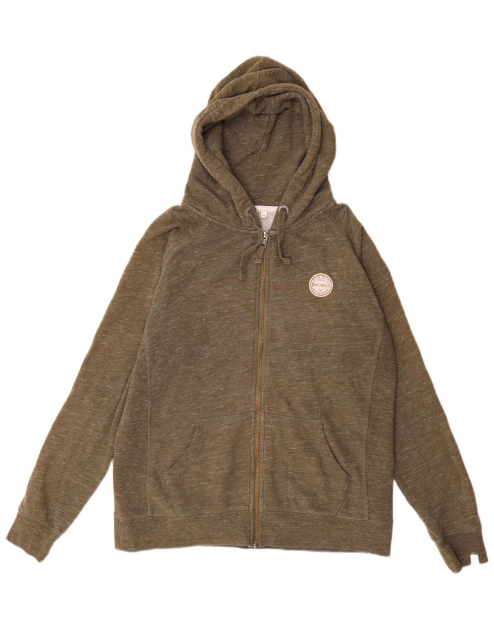 ANIMAL Pull à capuche zippé pour femme UK 14 Grand coton moucheté kaki