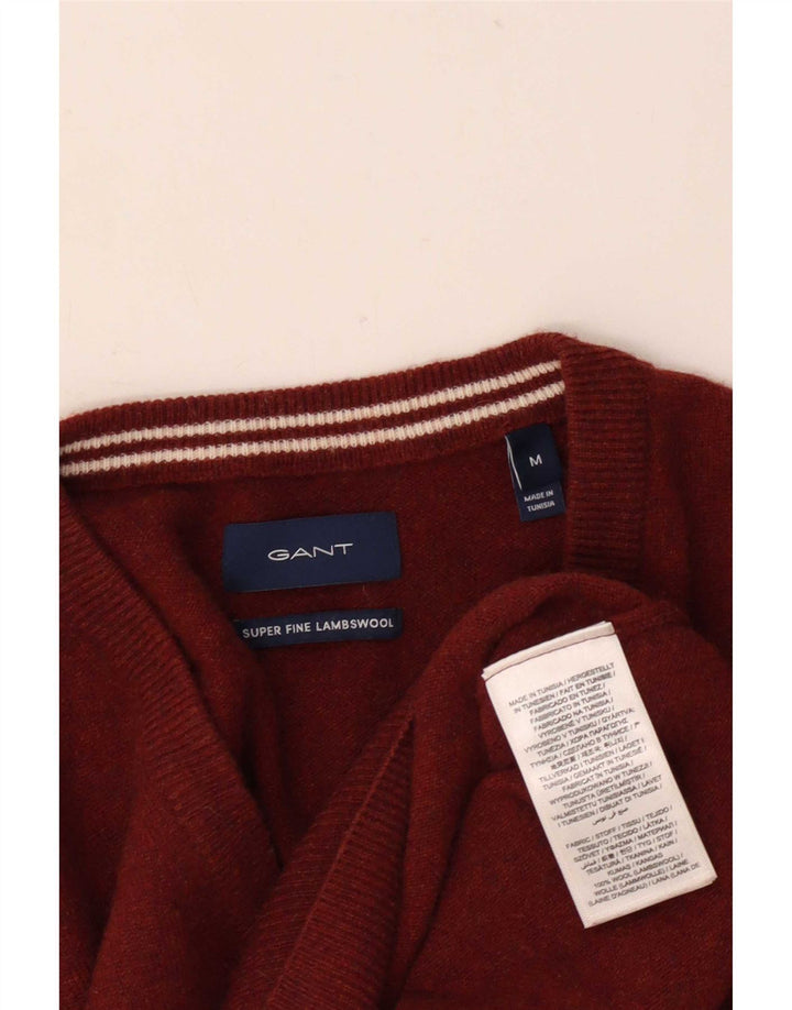 Gant Pull col V Homme Laine Bordeaux Moyen