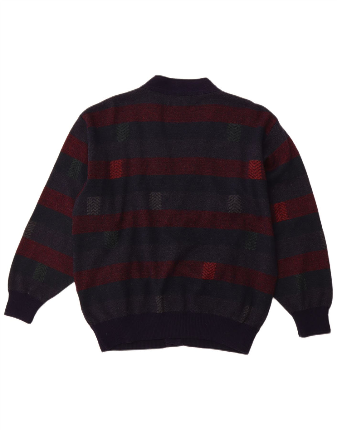 PIERRE SANGAN Homme Cardigan Pull XL Bleu Marine Rayé Laine