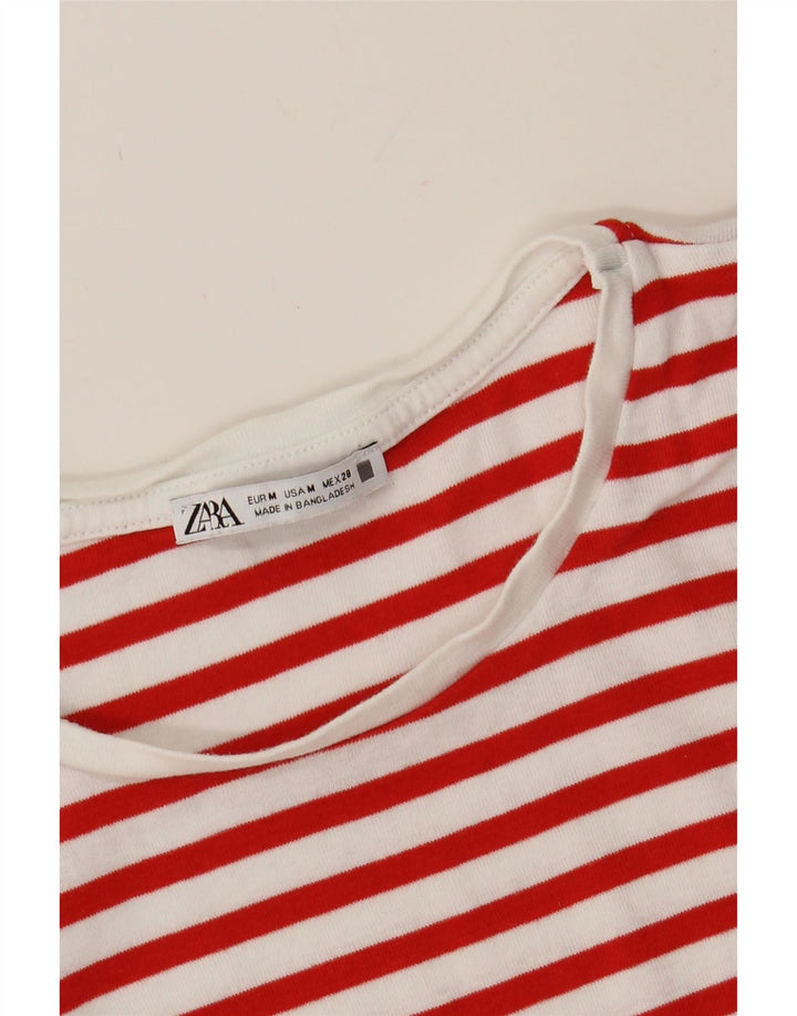 ZARA Womens T-Shirt Top UK 12 Medium Red Striped Vintage Zara and Second-Hand Zara from Messina Hembry 