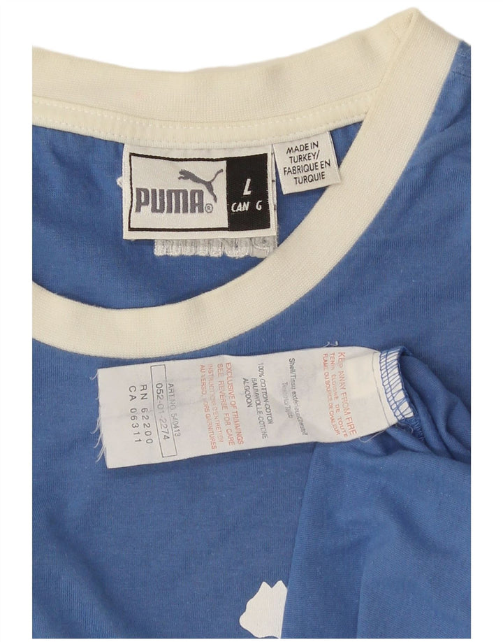 Puma T-shirt graphique pour homme, grand, bleu, coton