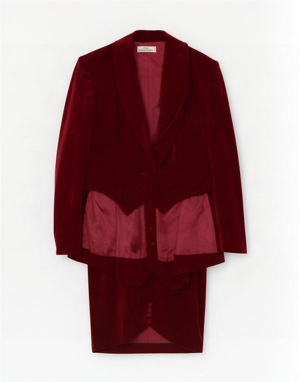 Atos Lombardini Ensemble jupe en velours pour femme UK 10 Small W28 Bordeaux