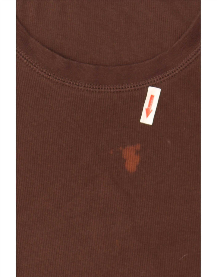 Zara Femme Top Manches Longues UK 8 Small Marron