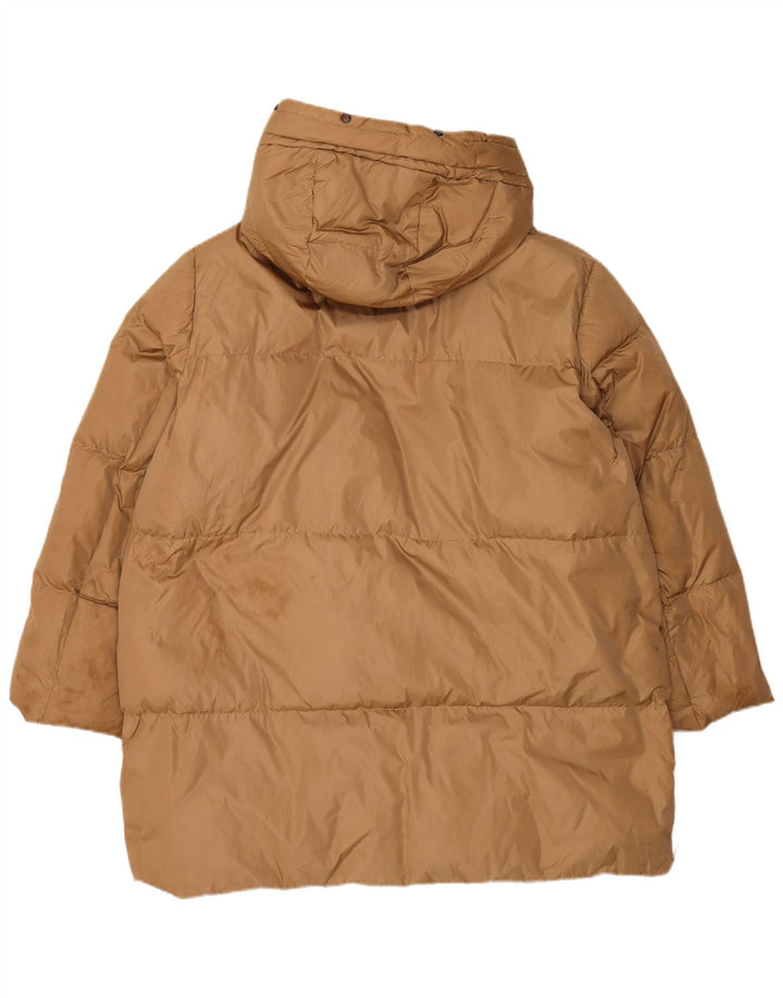 Zara Manteau rembourré à capuche pour femme UK 16 Large Marron Polyamide