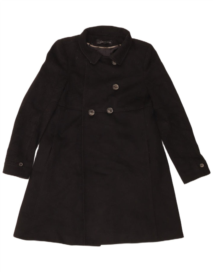 Zara Manteau croisé pour femme UK 10 Petite laine noire